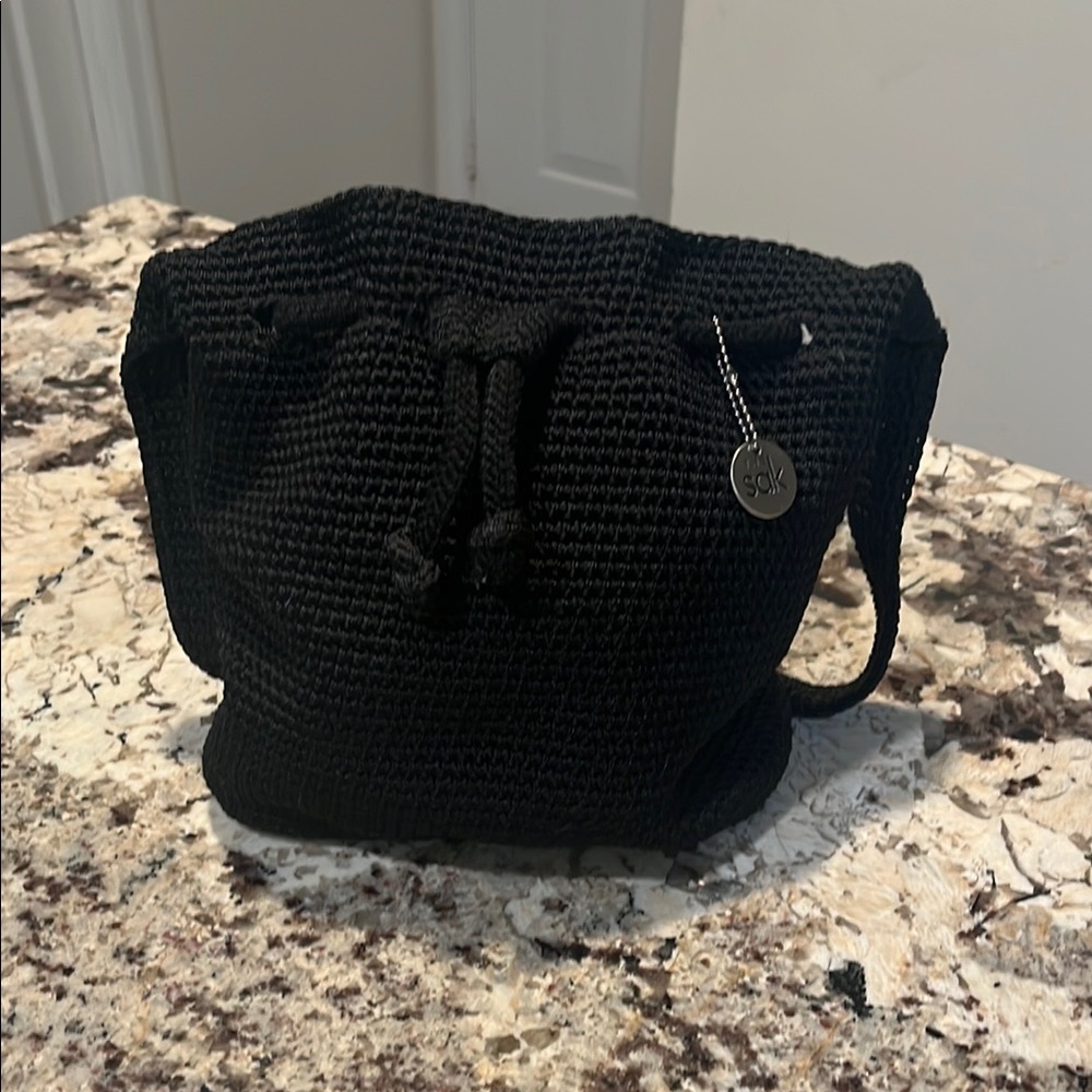 The Sak Black Knit Bucket Bag